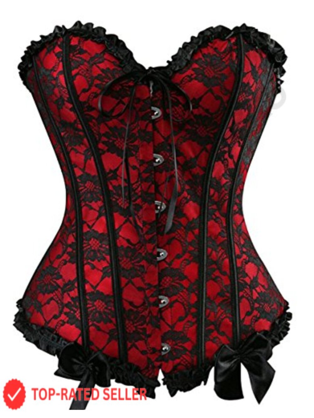 Satin Overbust Corset Top Lace Up Bustier Shapewear